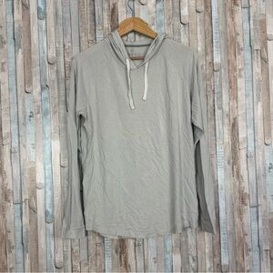 Free Fly L Gray Striped Hoodie Sweatshirt Pullover Top Bamboo Knit Lightweight